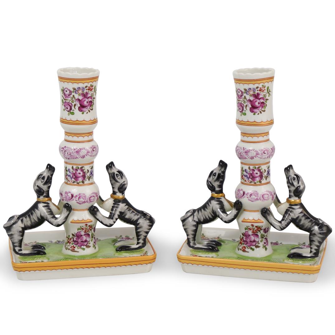 Pair of Mottahedeh Porcelain Figural Candlesticks (1 of 5)