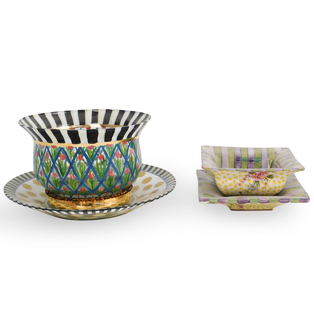 (4 Pc) Mackenzie Childs Glass And Ceramic Ware (1 of 10)