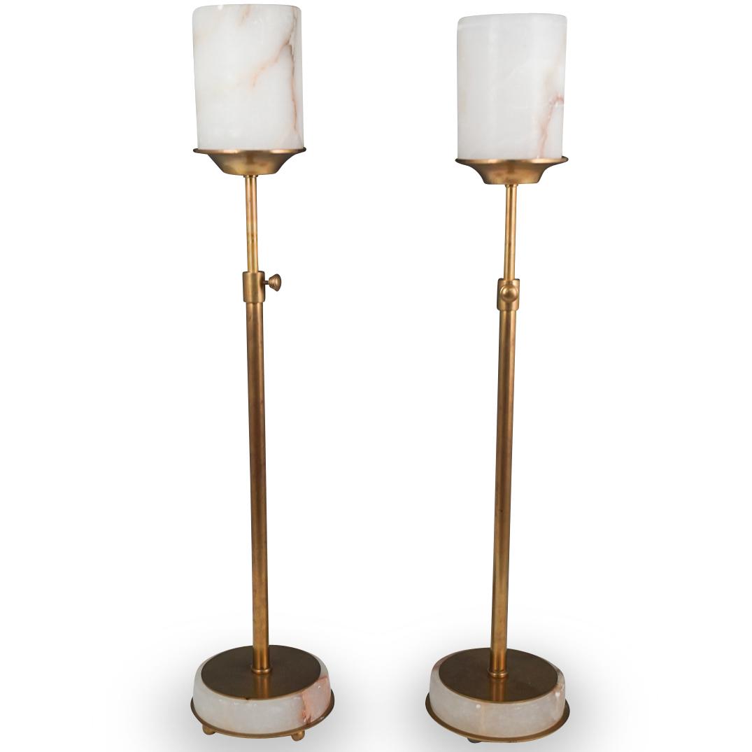 Pair of Alabaster and Metal Table Lamps (1 of 5)