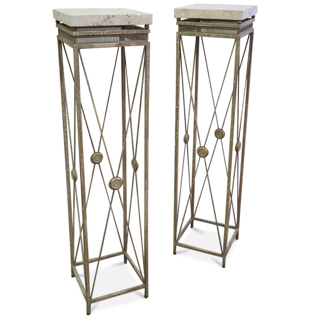 Pair of Stone Top Pedestals (1 of 5)