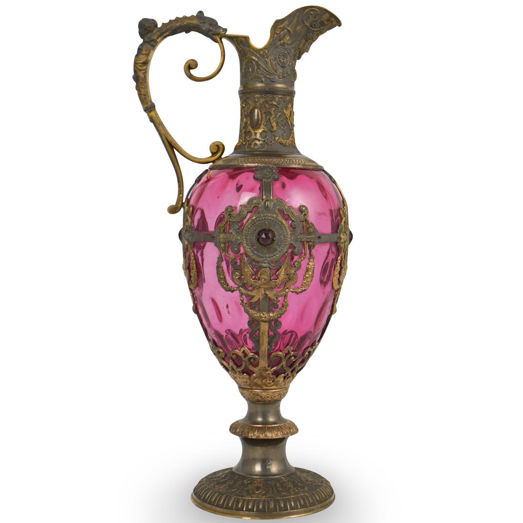 Continental Gilt Bronze and Glass Ewer (1 of 7)