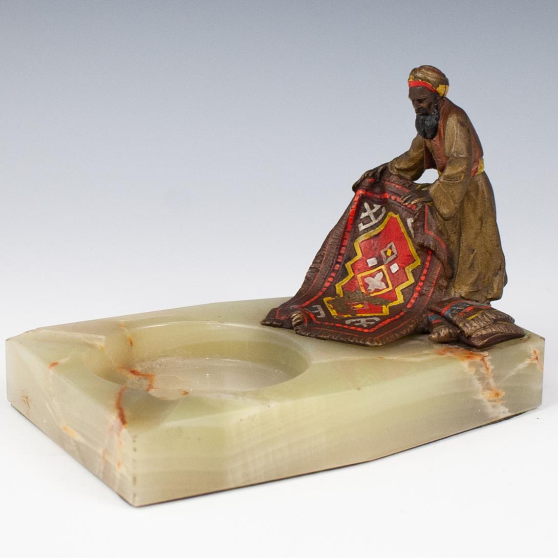 Austrian "Carpet Seller" Bronze & Onyx Ashtray (1 of 5)