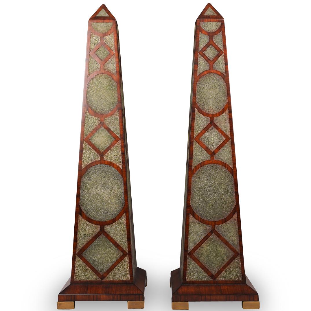 Pair of Wood & Stingray Skin Obelisks (1 of 4)