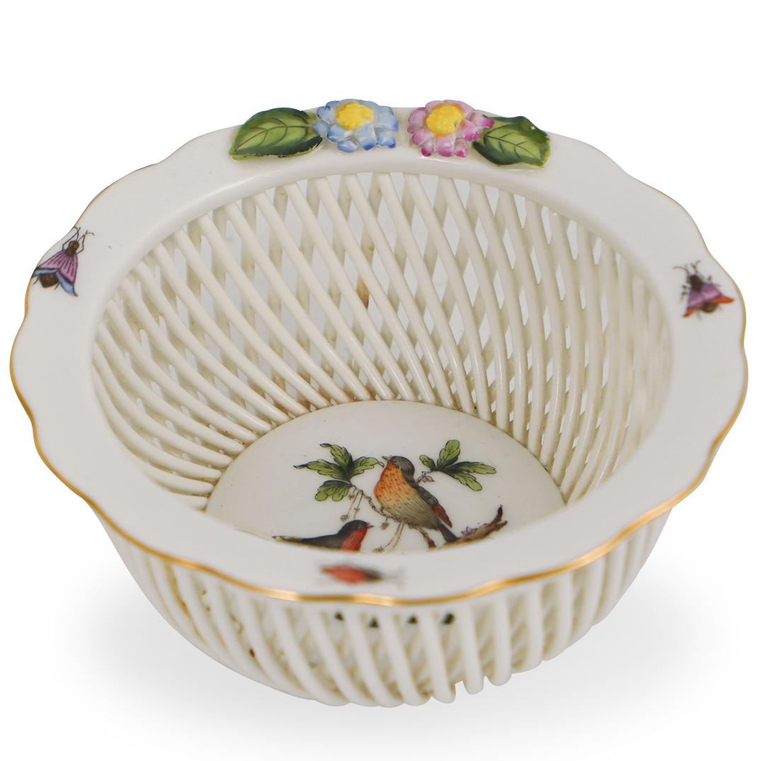 Herend Porcelain "Rothschild" Openwork Basket (1 of 3)