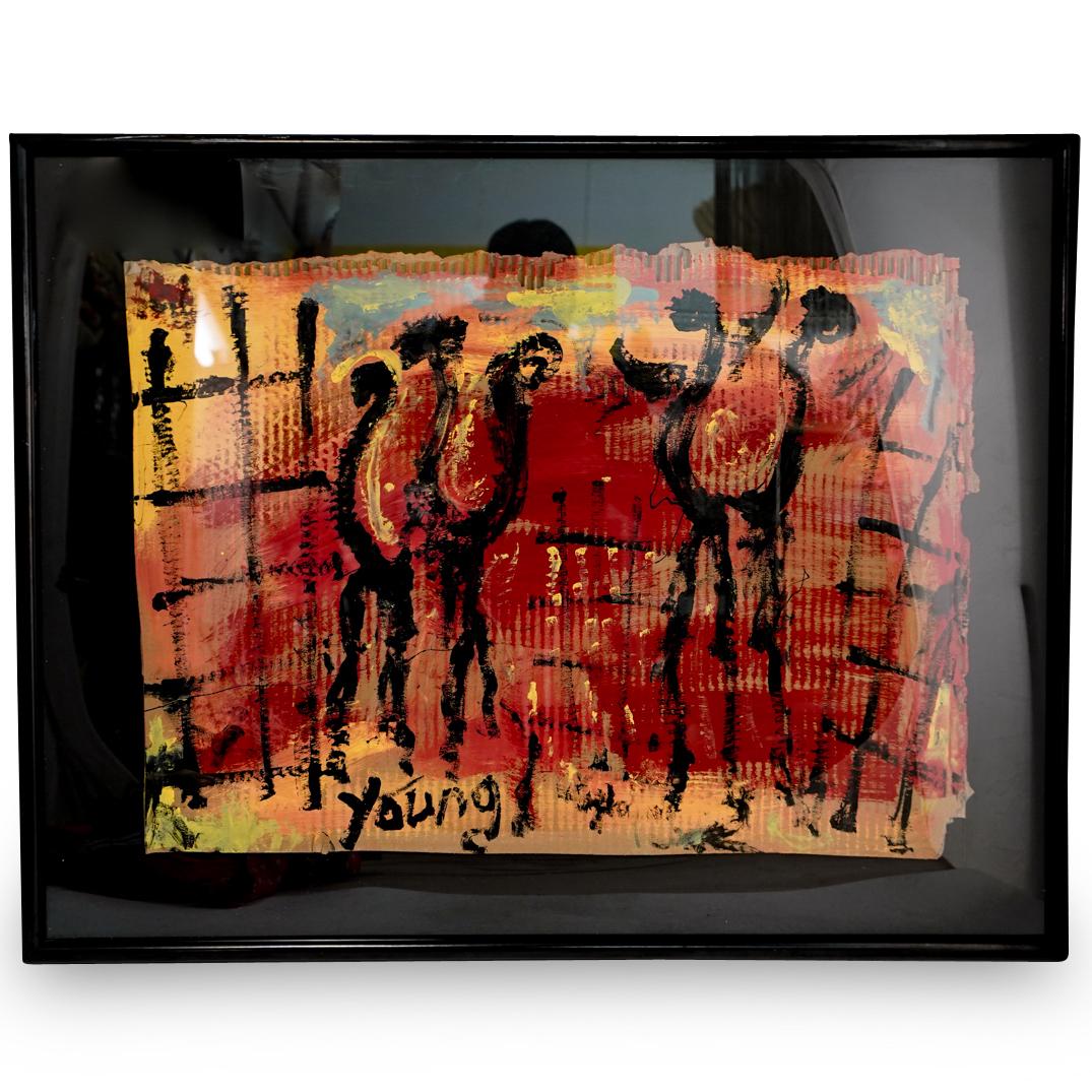 Purvis Young (American 1943-2010) Oil on Cardboard (1 of 4)