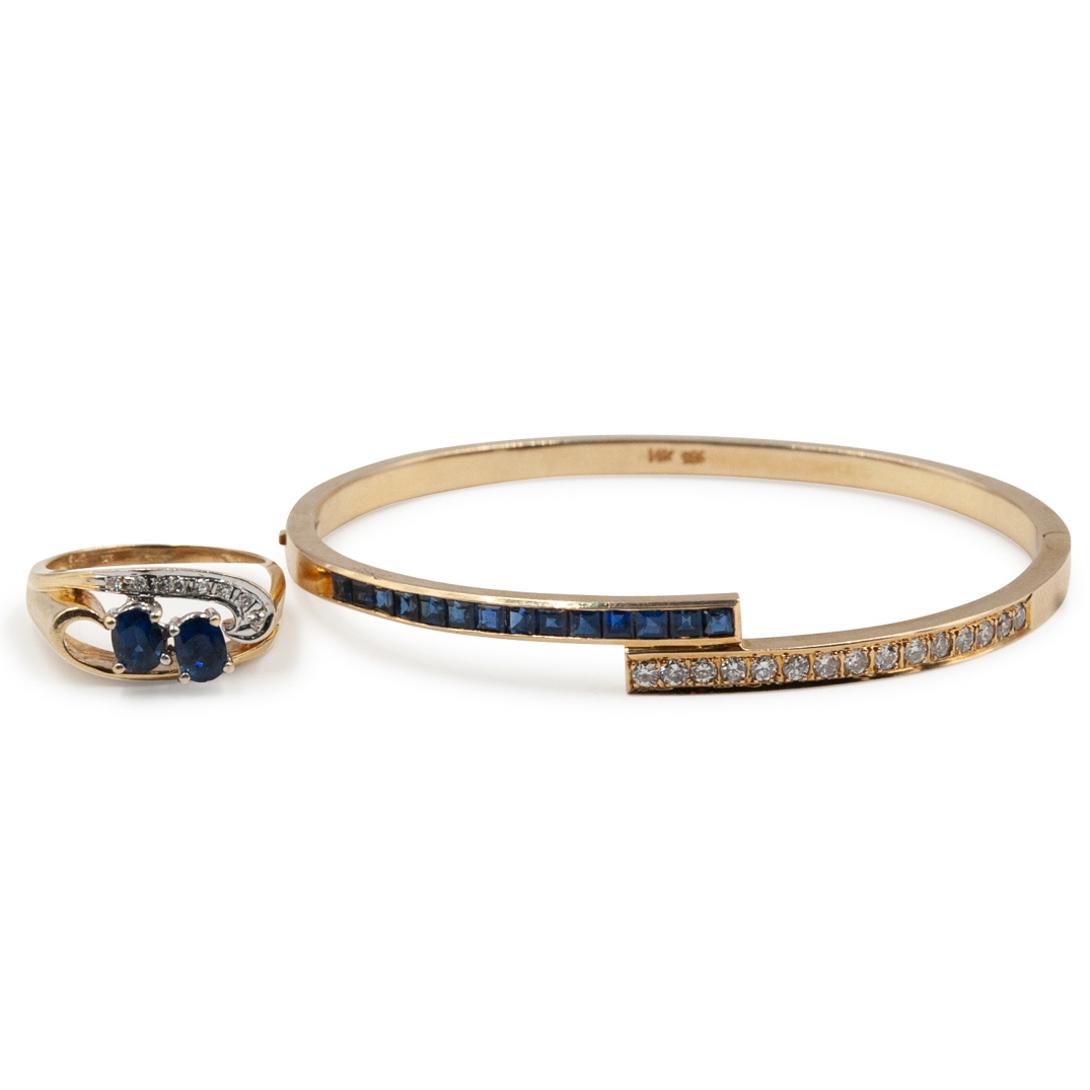 (2 Pc) 14k Gold, Sapphire and Diamond Set (1 of 8)