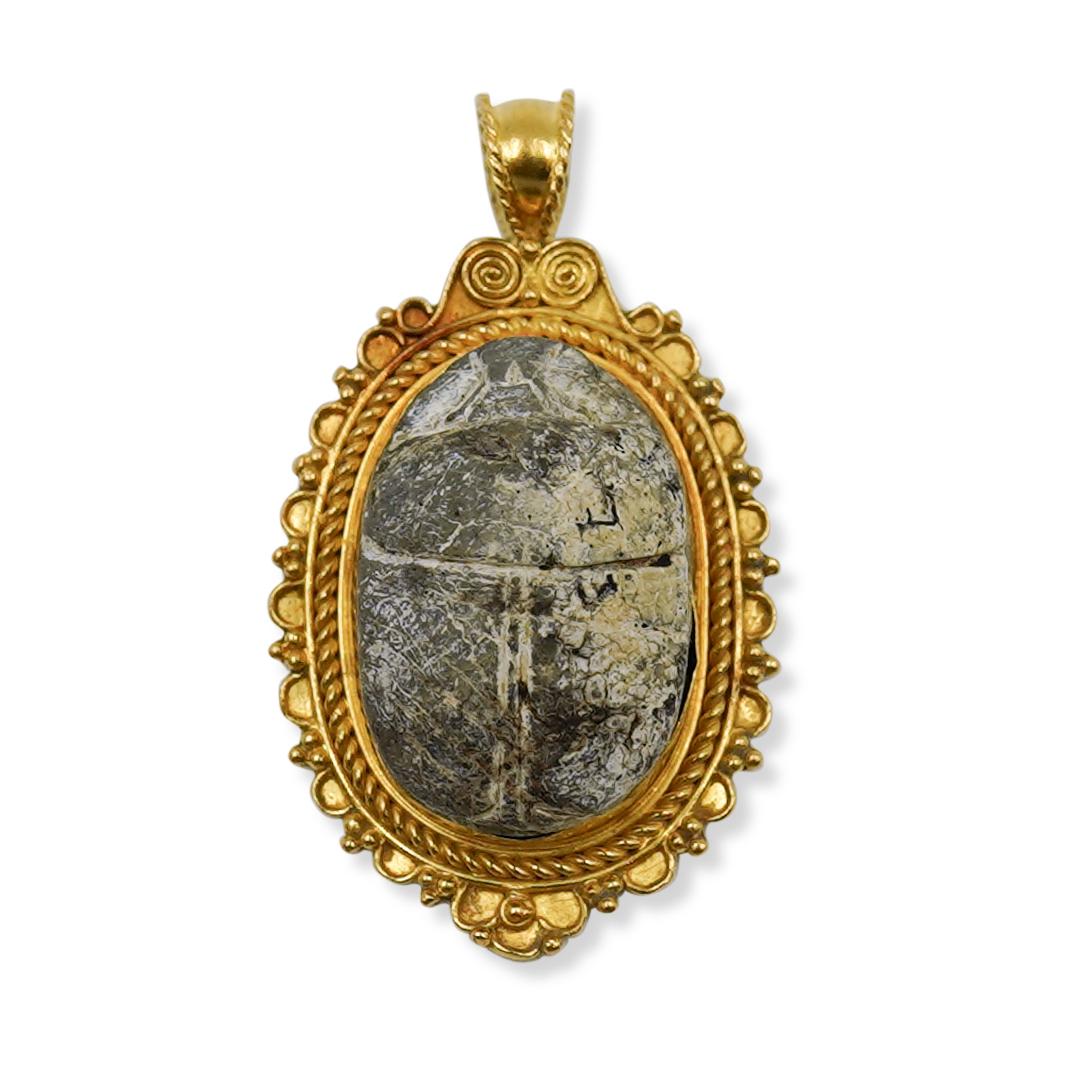 21k Egyptian White Steatite Scarab Pendant (1 of 4)