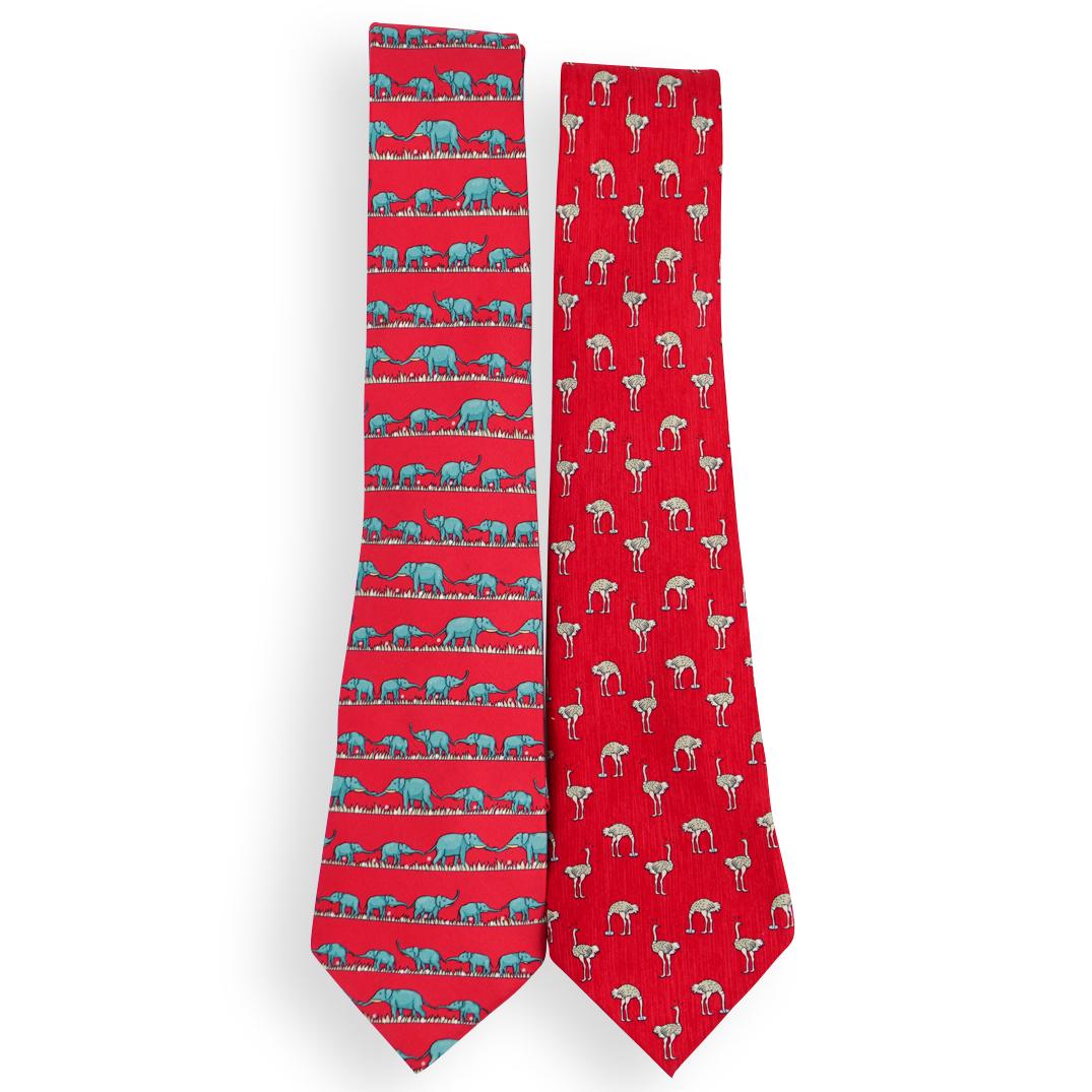 (2 Pc) Hermes Silk Neckties (1 of 5)