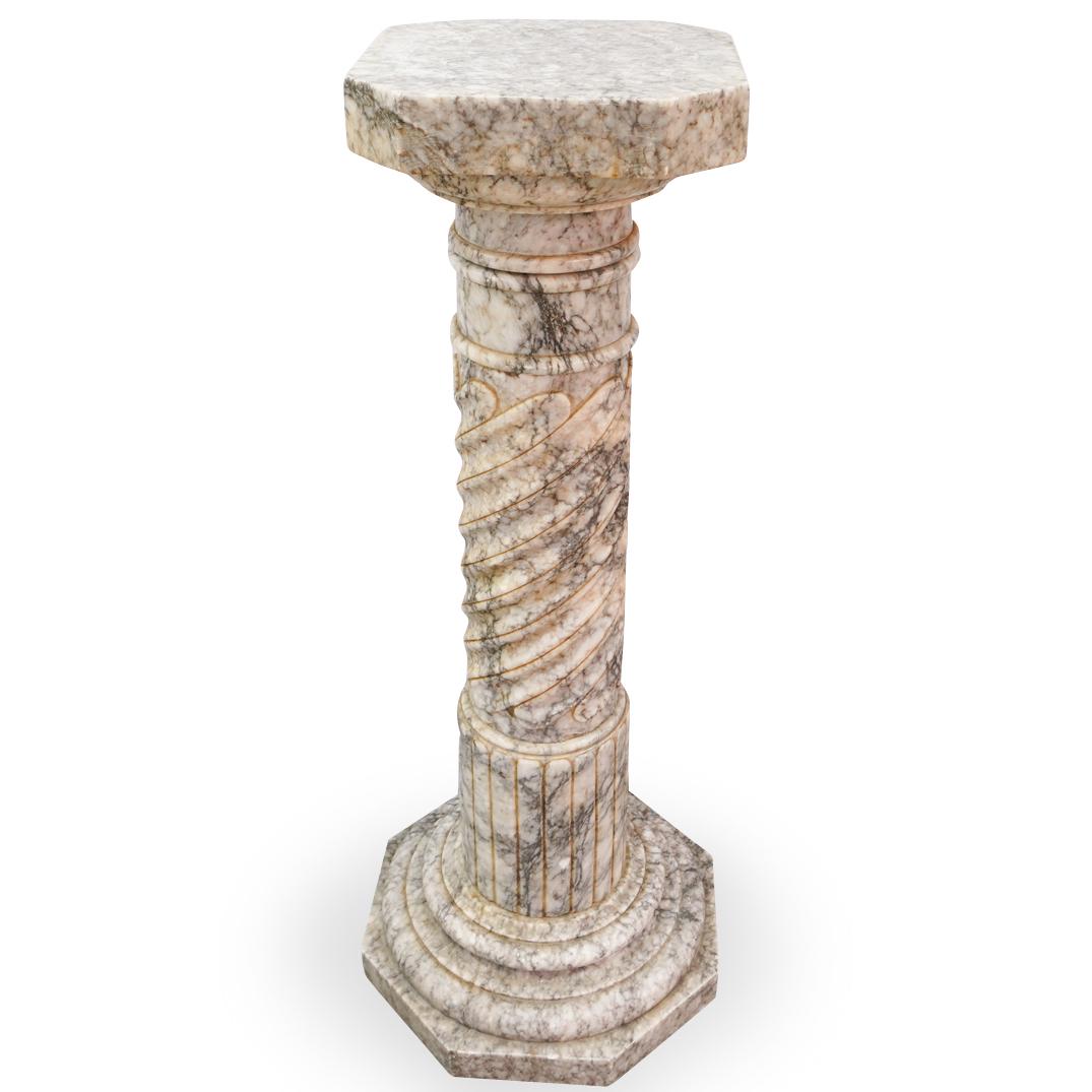 Antique Alabaster Column Pedestal (1 of 4)