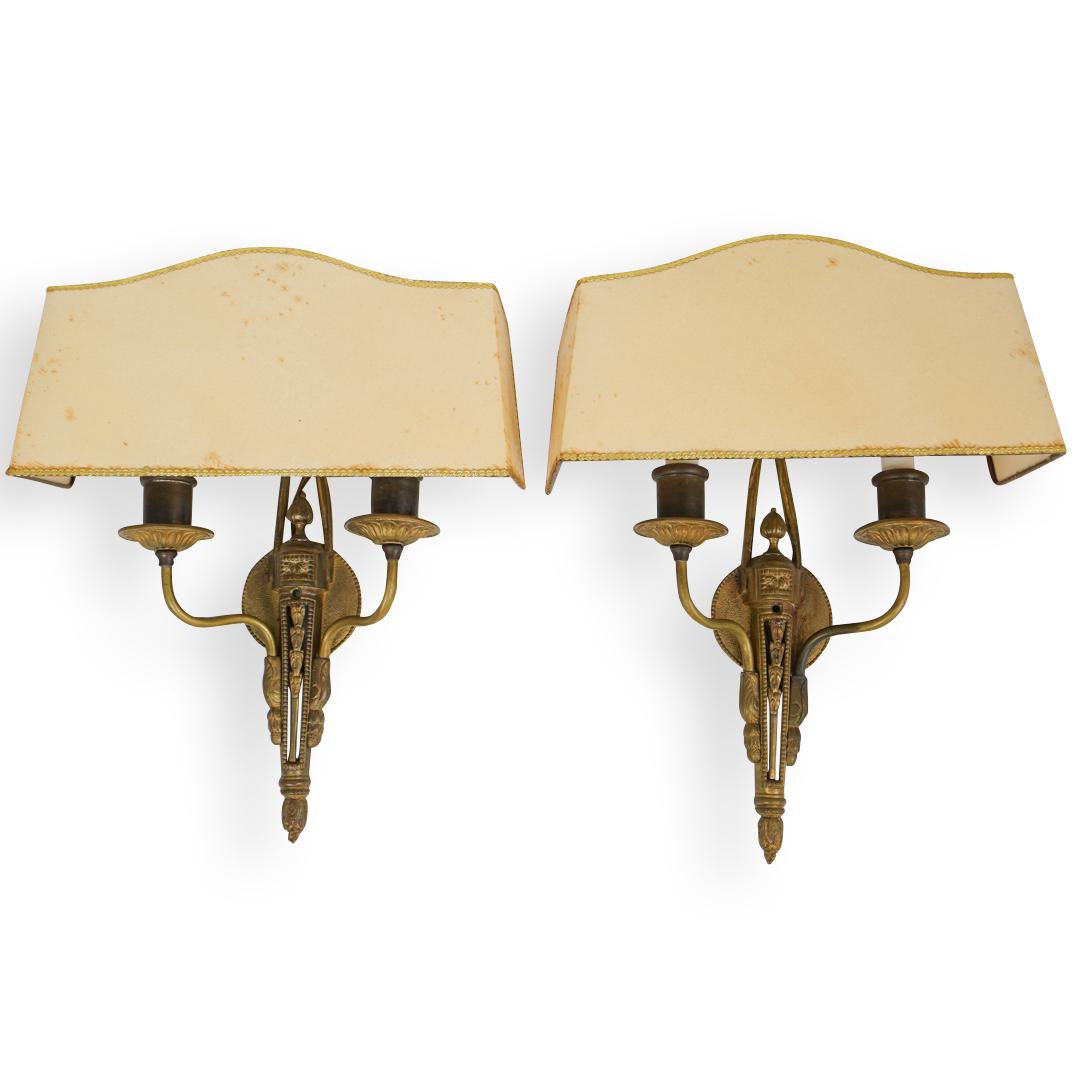 Pair Of Bronze Two Light Wall Sconces (1 of 3)