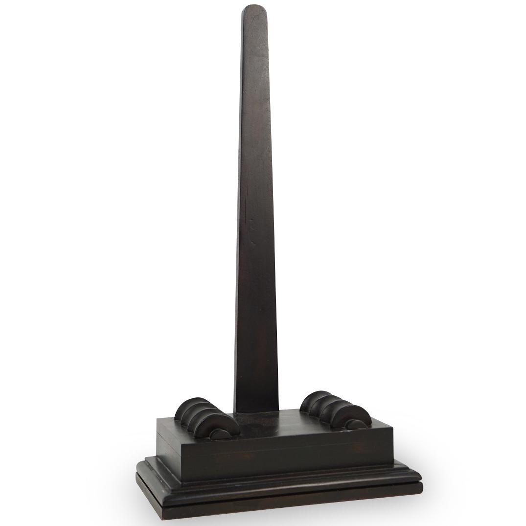 Restoration Hardware Wyndham EaselÃ‚: DESCRIPTION: A Restoration Hardware "Wyndham Easel" composed of ebony wood. Restoration Hardware stickered label on reverse.Ã‚ CIRCA:20th Ct. ORIGIN:IndiaÃ‚ DIMENSIONS:H:20.5" x W:5.5" x L:10.75