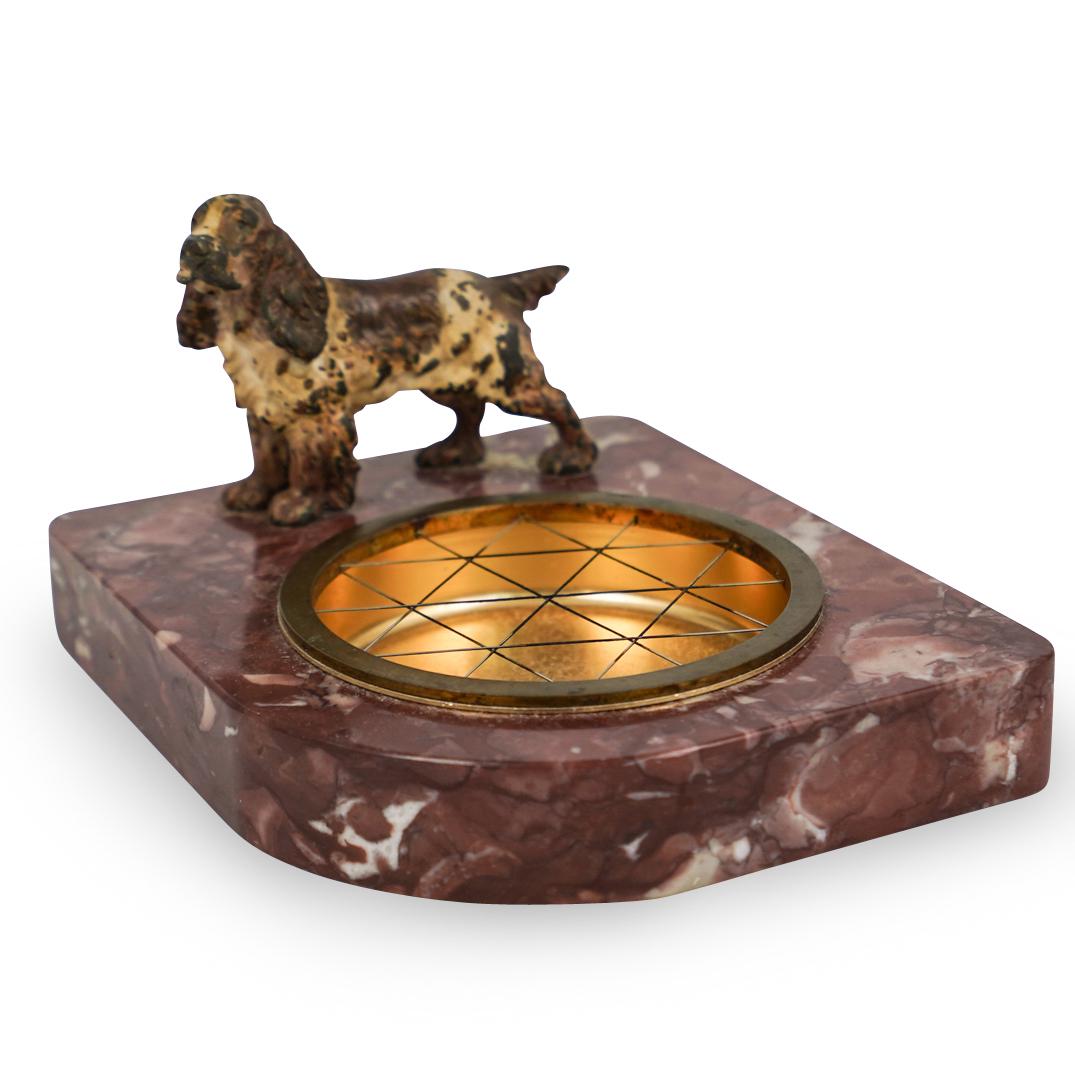 Marble and Bronze Dog Ashtray (1 of 4)