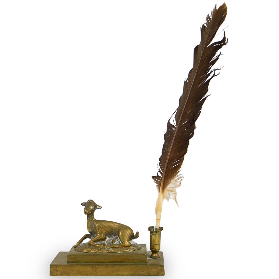 19th Ct. Bronze Goat Inkwell (1 of 3)