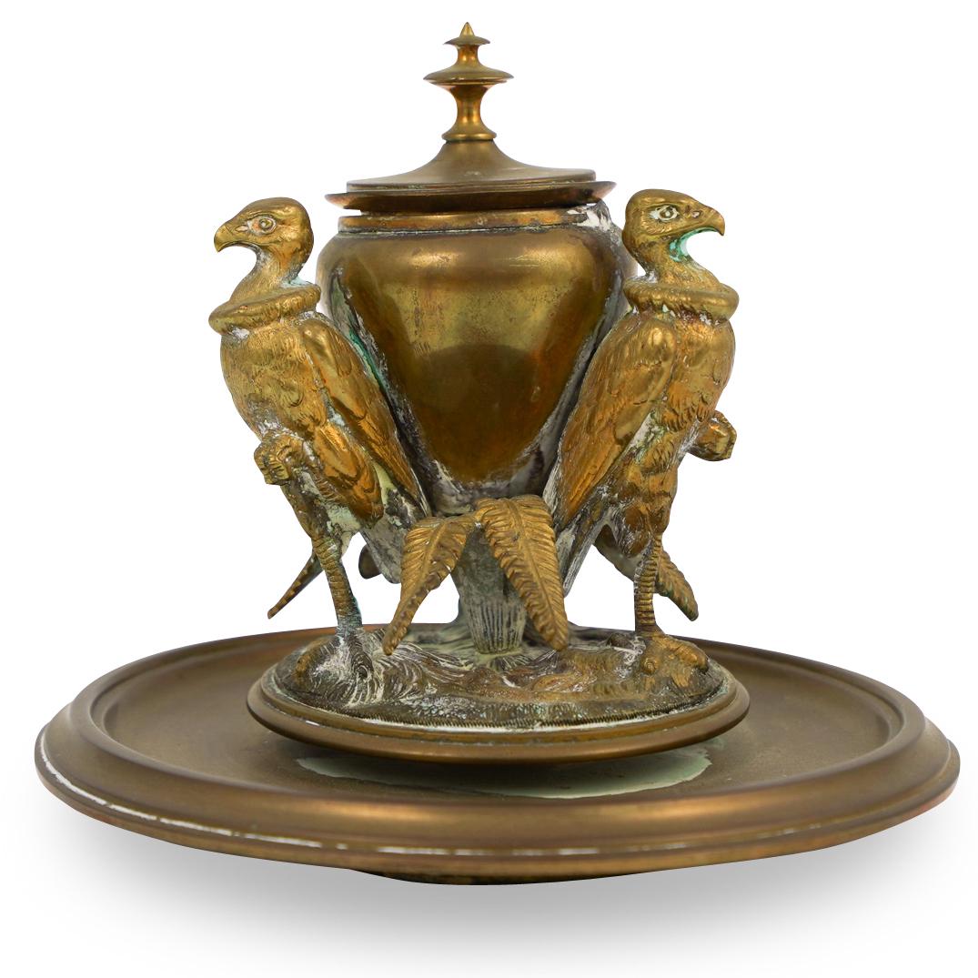 19th Ct. Bronze Vulture Inkwell (1 of 5)