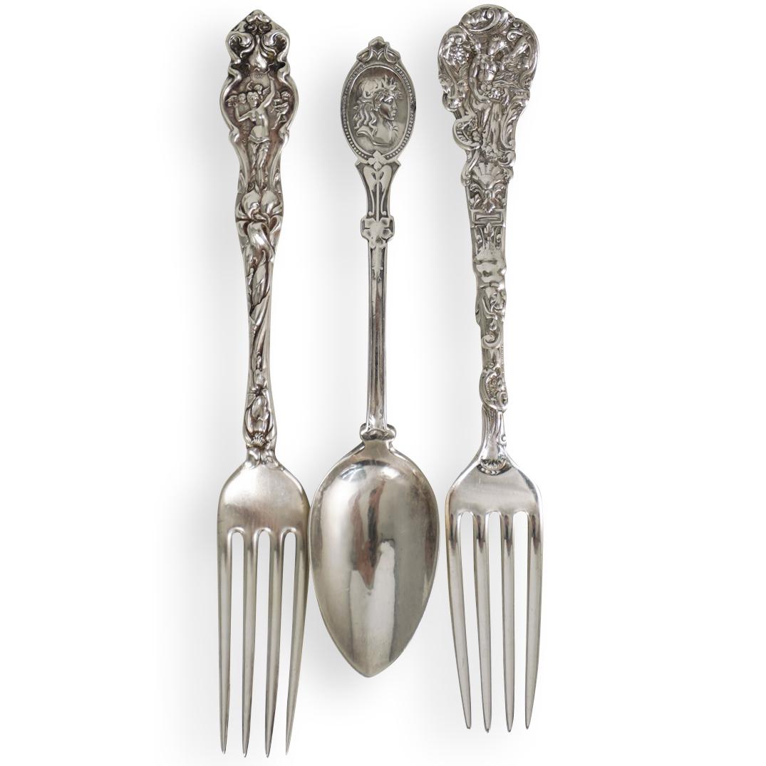 (3 Pc) Sterling Silver Fork and Spoon (1 of 6)