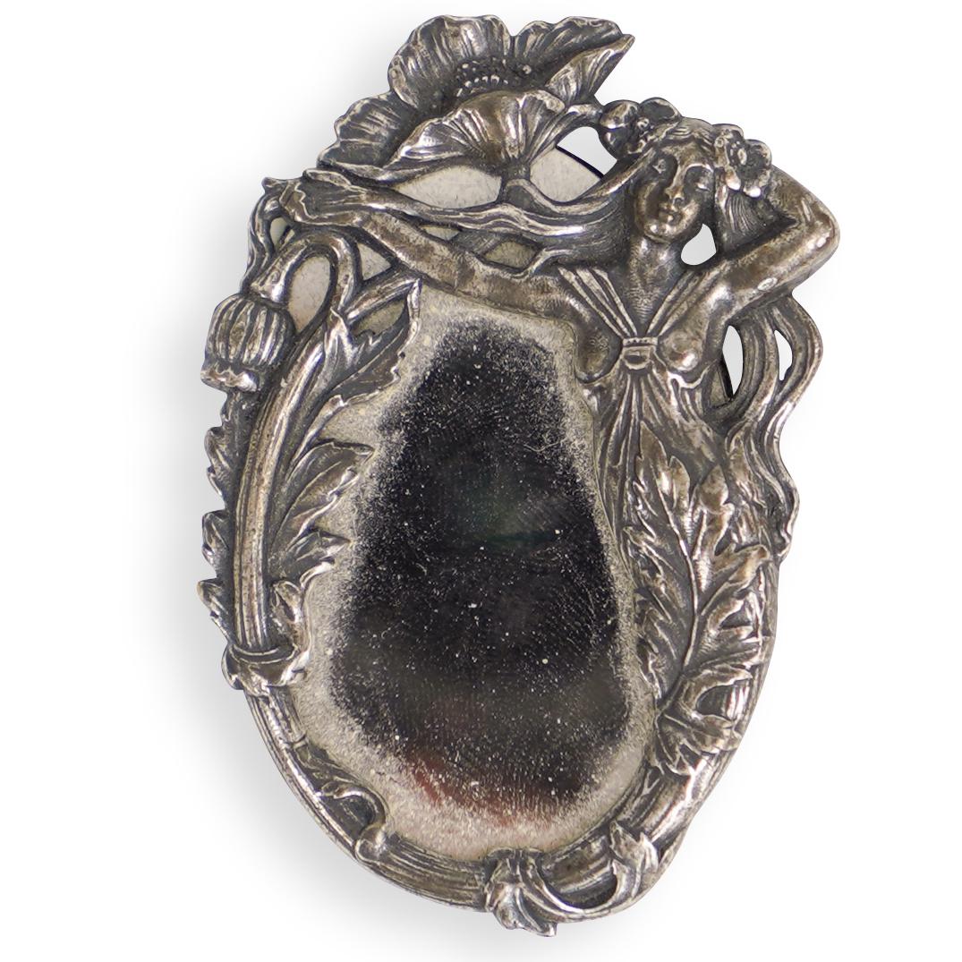 Miniature Sterling Silver Art Nouveau Style Mirror (1 of 2)