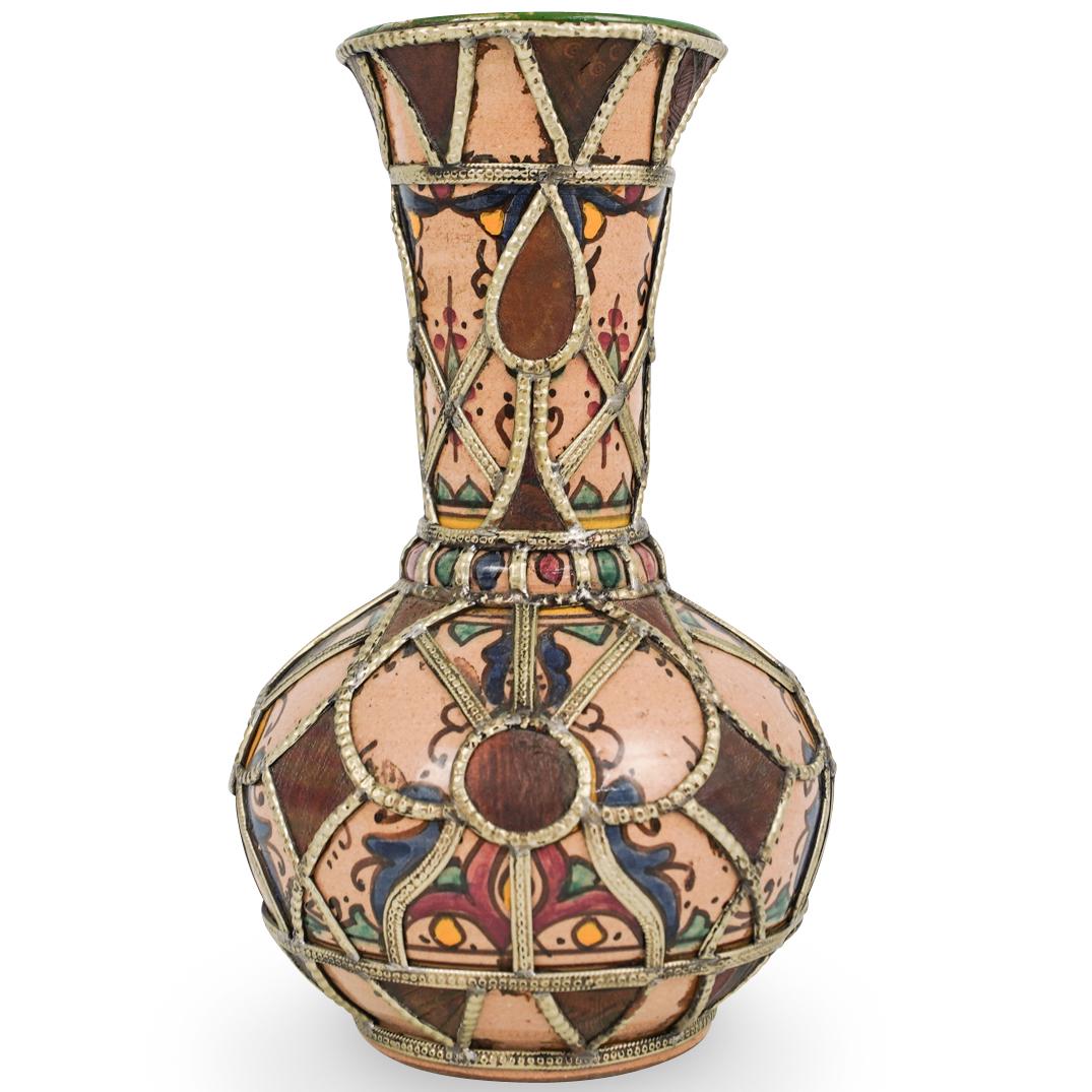 Moroccan Painted Glazed Stoneware Vase (1 of 4)