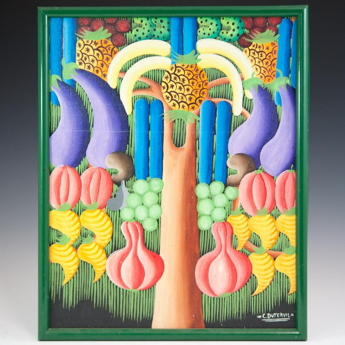 Haitian Oil on Canvas Signed:"C. Dutervil" (1 of 2)