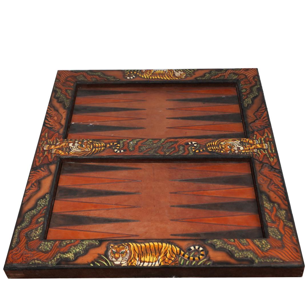 Leather Wrapped Backgammon Game Board (1 of 5)