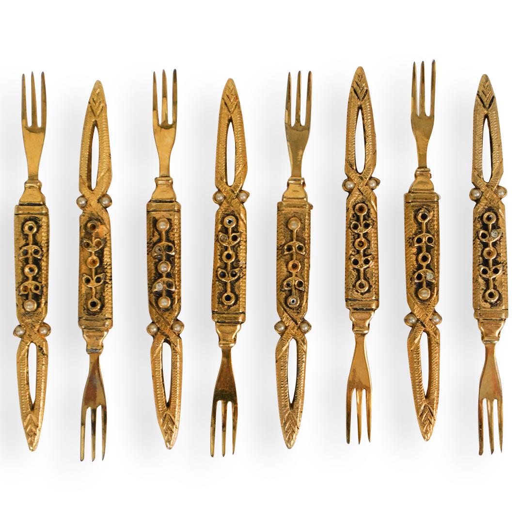 (8 Pc) Gold-Plated Miniature Forks (1 of 2)