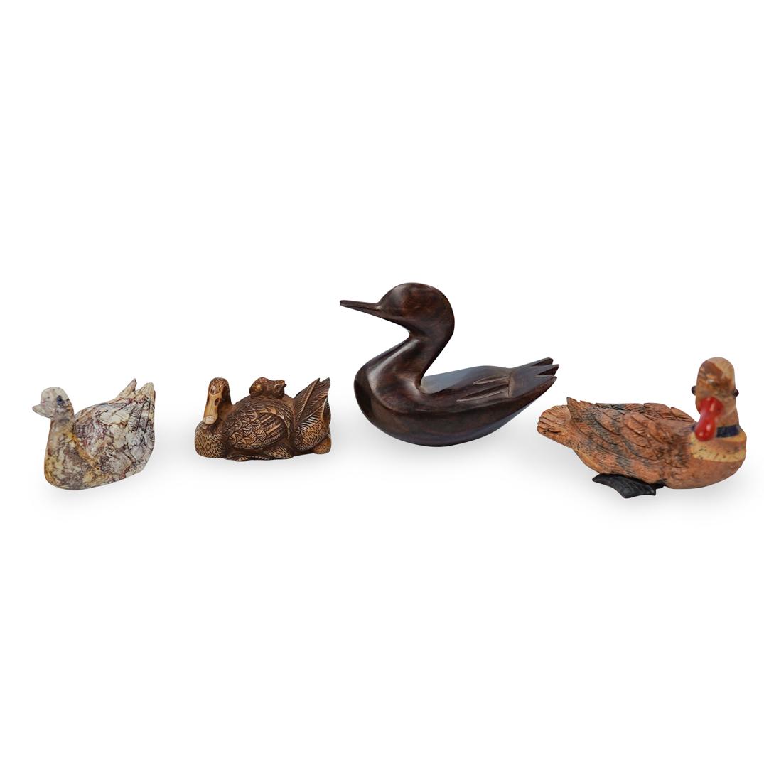 (4 pc) Hand carved duck figurines (1 of 4)