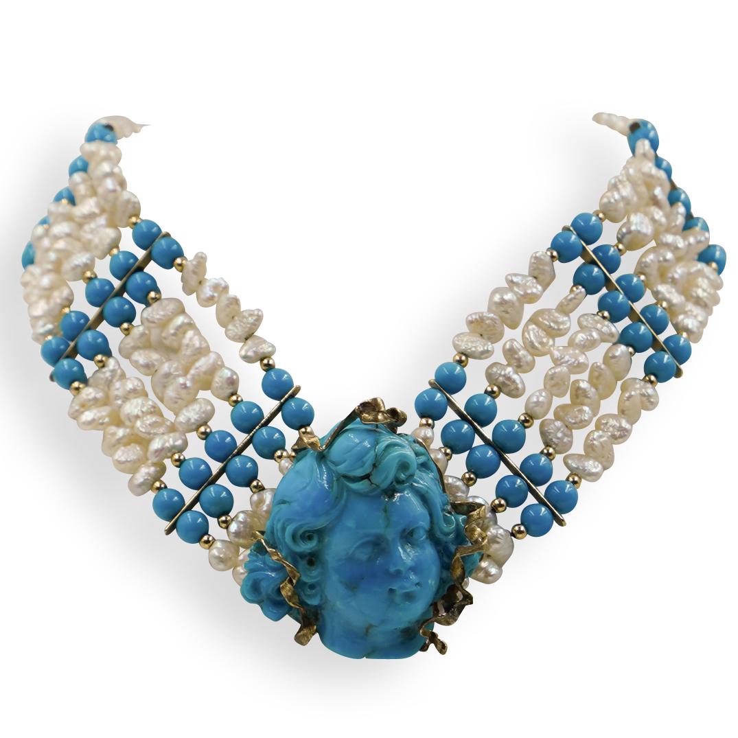 14k Gold and Turquoise Beaded Necklace (1 of 4)