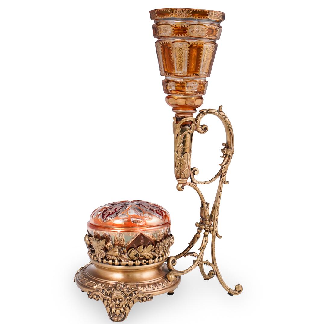 Crystal Cut and Gilded Bronze Centerpiece (1 of 8)