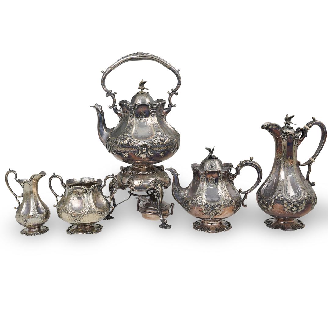 (5 Pc) Silver Plated Tea Service (1 of 10)