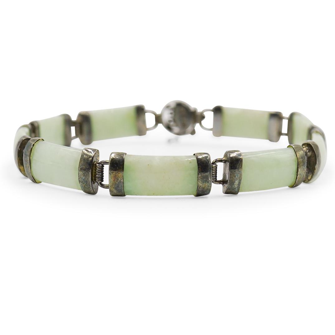 Jade and Sterling Silver Bracelet (1 of 2)