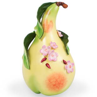 Katherine Houston Ceramic Pear: DESCRIPTION: A Katherine Houston signed ceramic pear sculpture, signed "KHC" on bottom. New in original box with paperwork included. ORIGIN:USA CIRCA:20th Ct. DIMENSIONS: H:7" x W:4.25" CONDITION: Gre