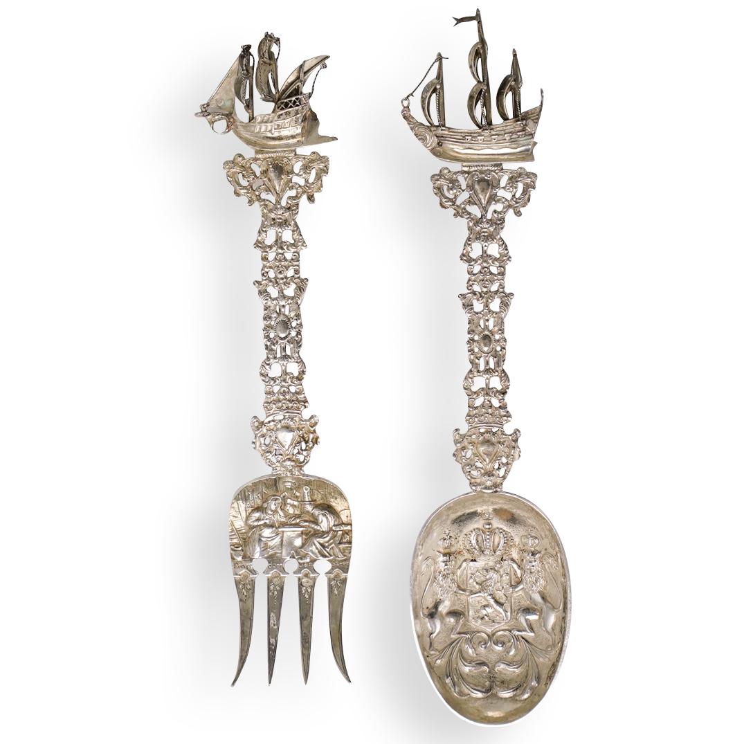 (2 Pc) Antique English Sterling Ship Utensils (1 of 12)