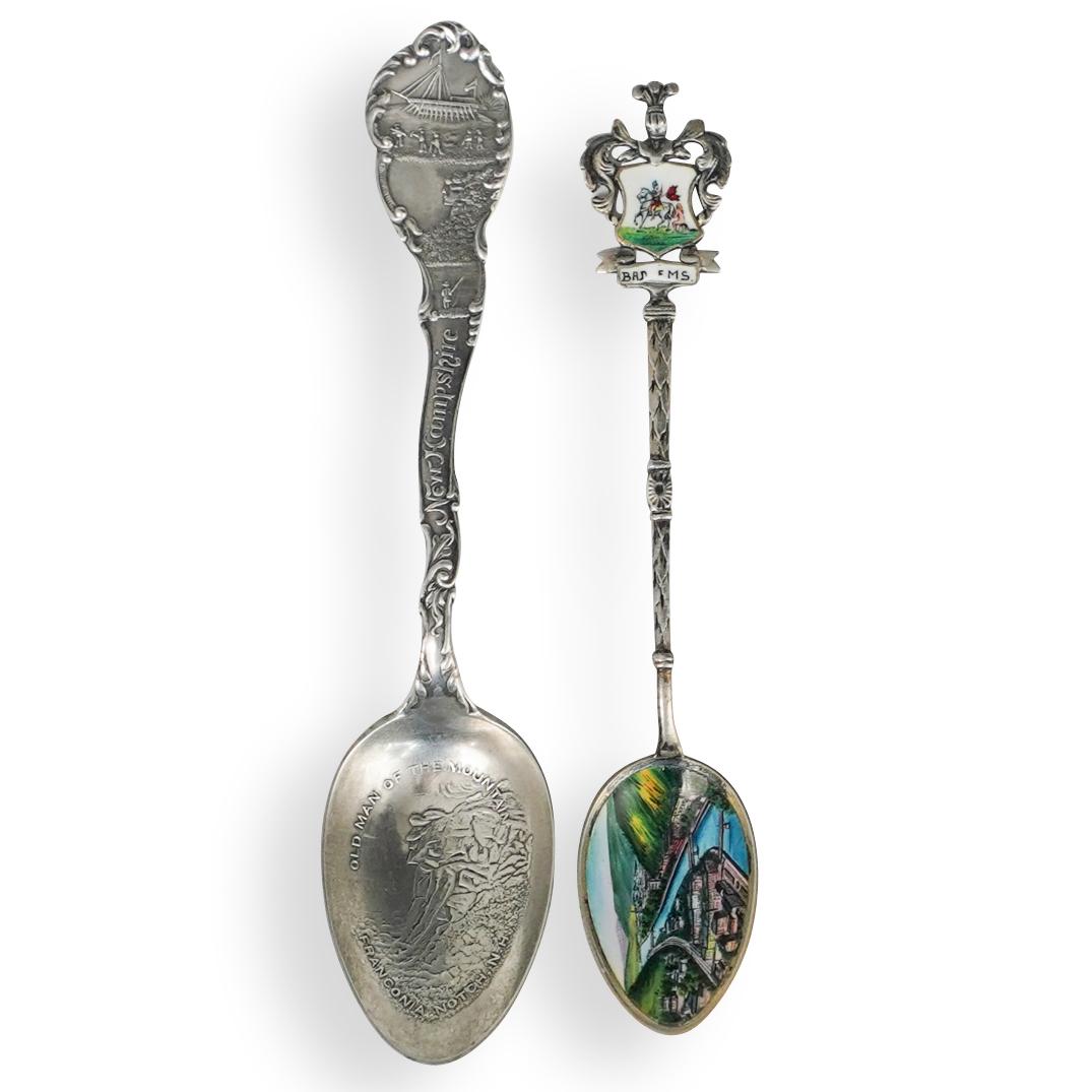 (2 Pc) Enamel and Sterling Spoons (1 of 3)