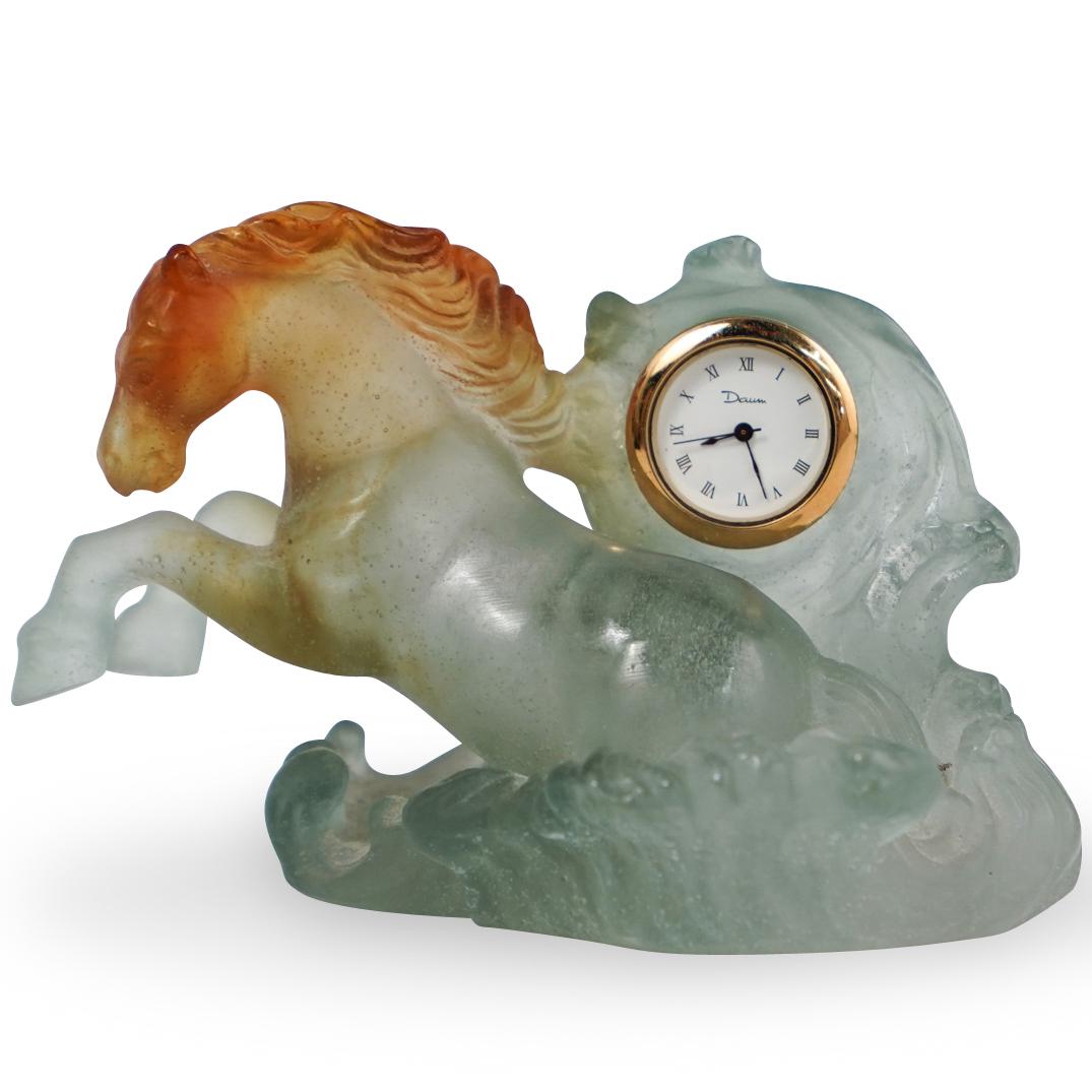 Daum Pate De Verre Crystal Horse Clock (1 of 4)
