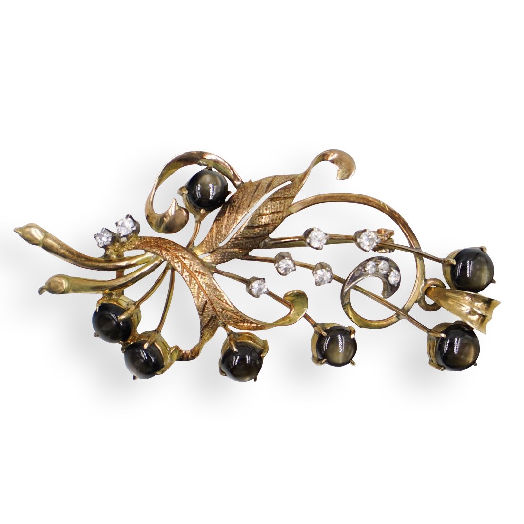14k Gold and Cats Eye Brooch (1 of 3)