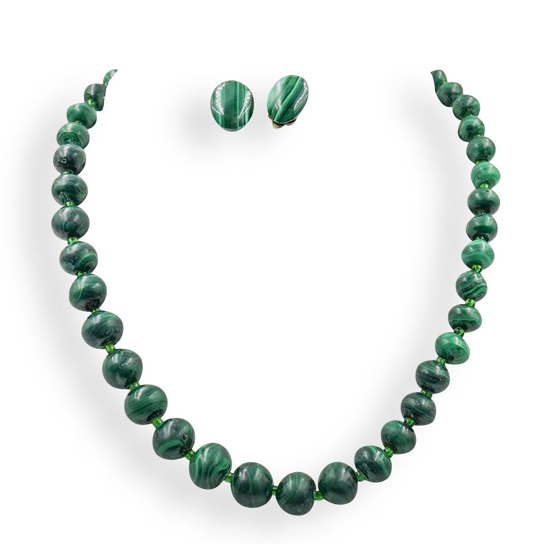 (3 Pc) Malachite Necklace & Earrings (1 of 3)