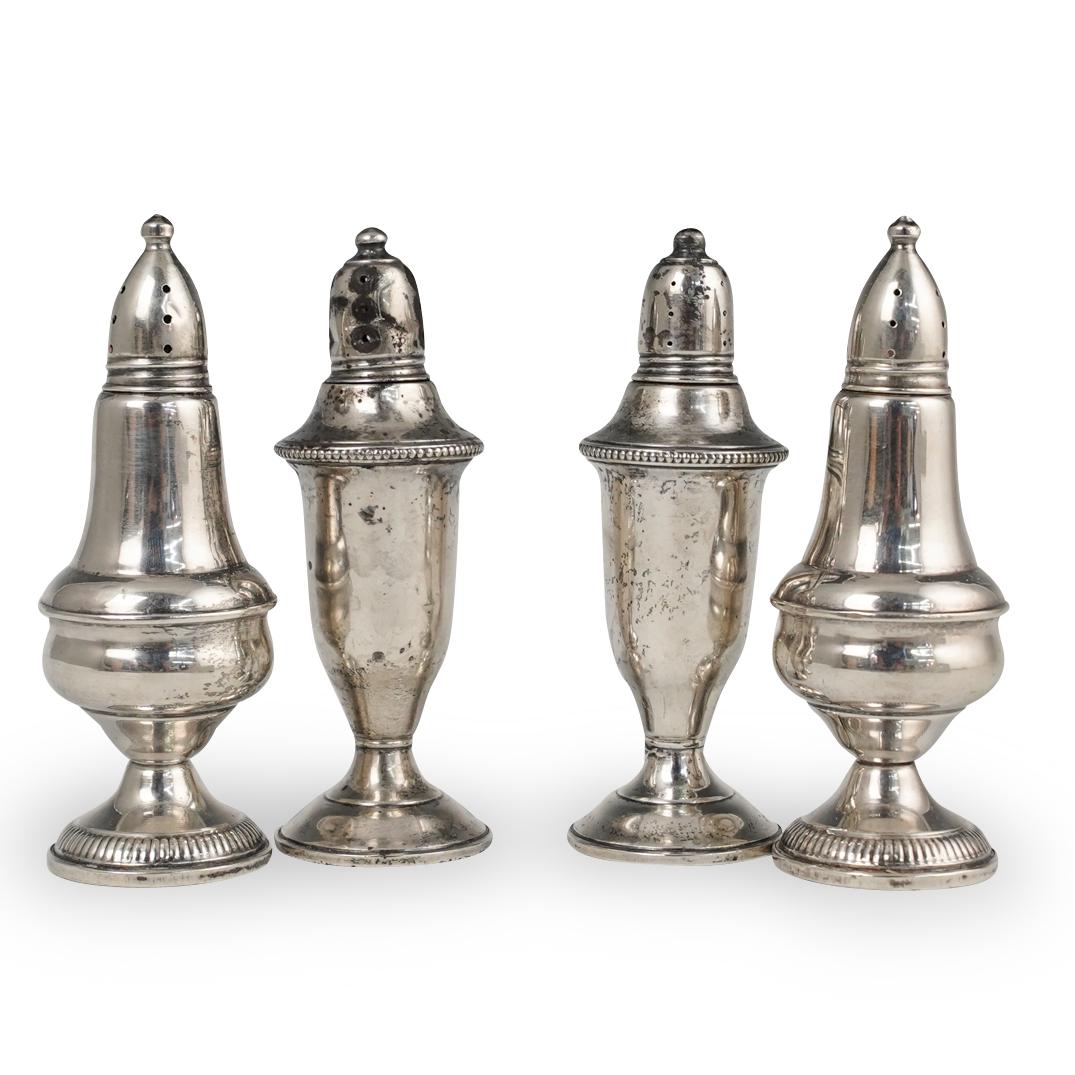 (4 Pc) Sterling Silver Salt & Pepper Shakers (1 of 3)