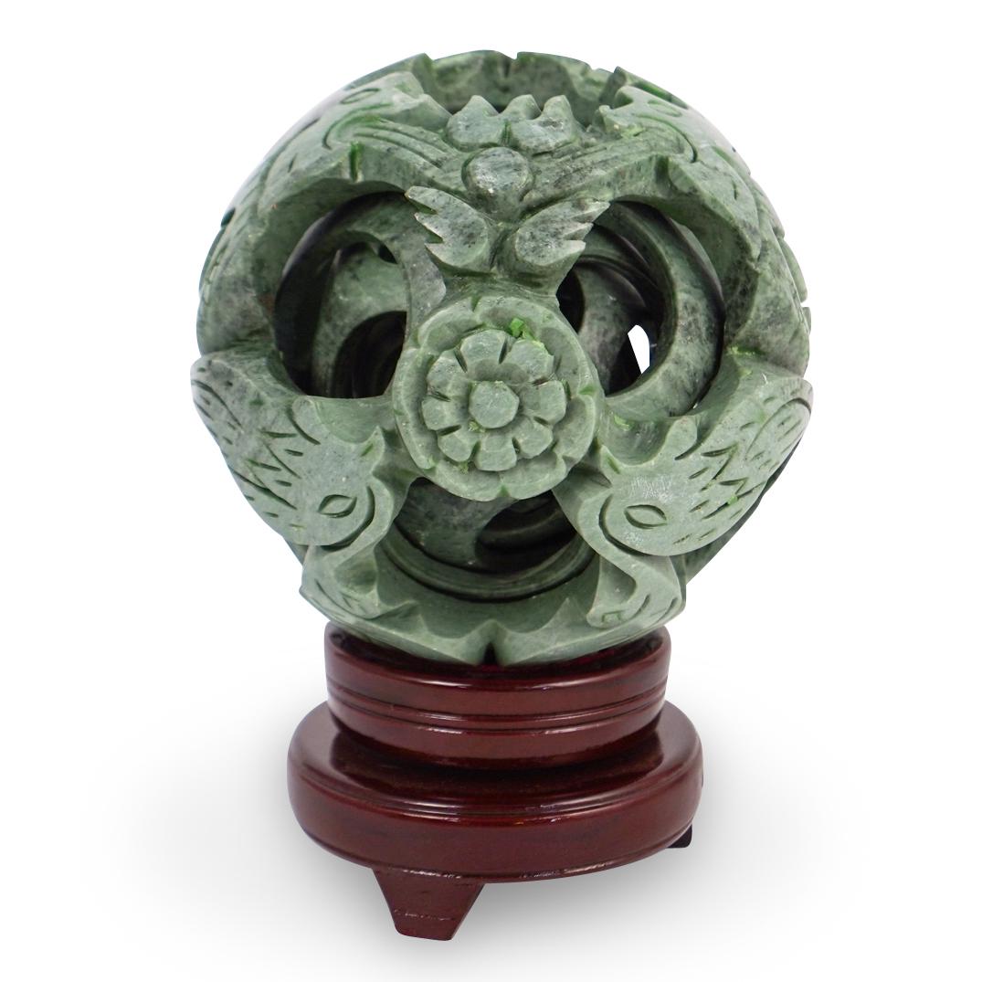Chinese Carved Jade Dragon Puzzle Ball (1 of 5)