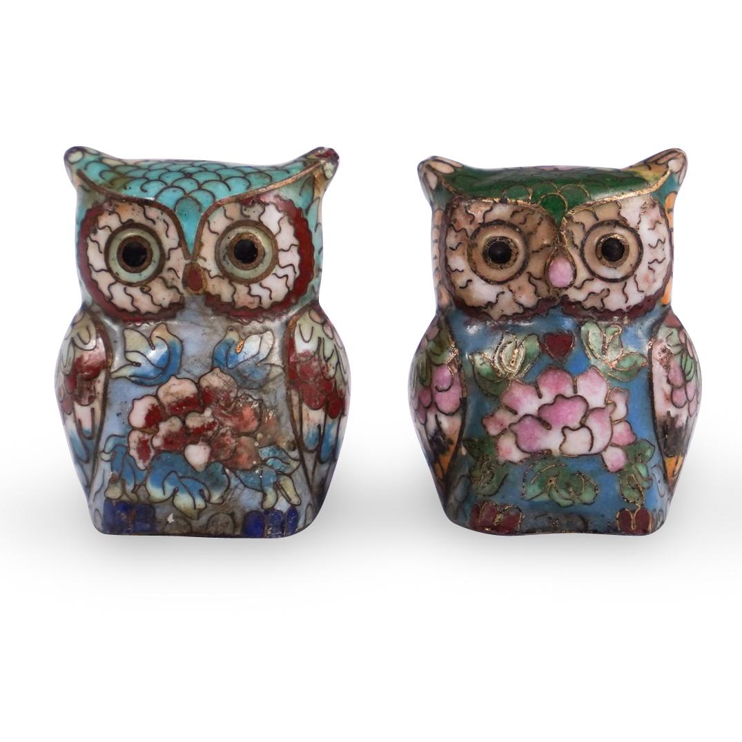 Pair Of Chinese Cloisonne Owls (1 of 3)
