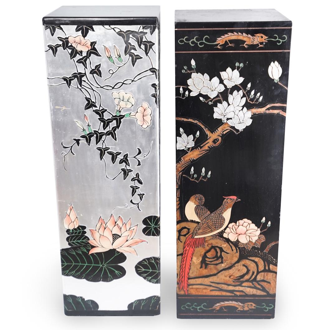 (2 Pc) Chinese Floral Pedestals (1 of 6)