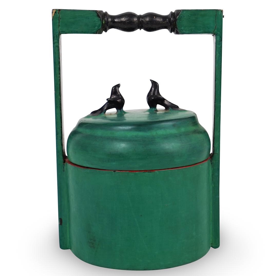 Chinese Lacquered Bird Motif Container (1 of 4)