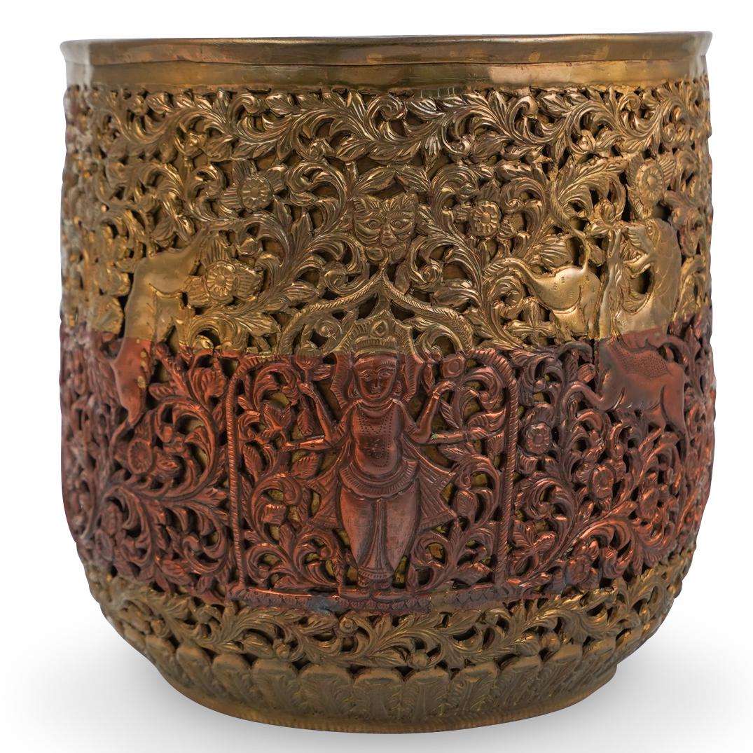 Indian Reticulated Brass Container (1 of 5)