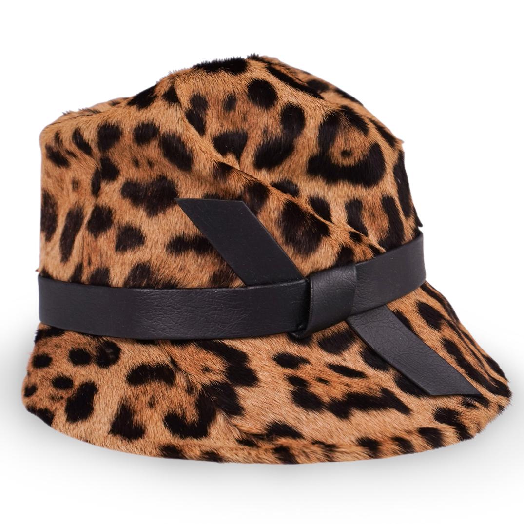 Vintage Leopard & Leather Ladies Hat (1 of 3)