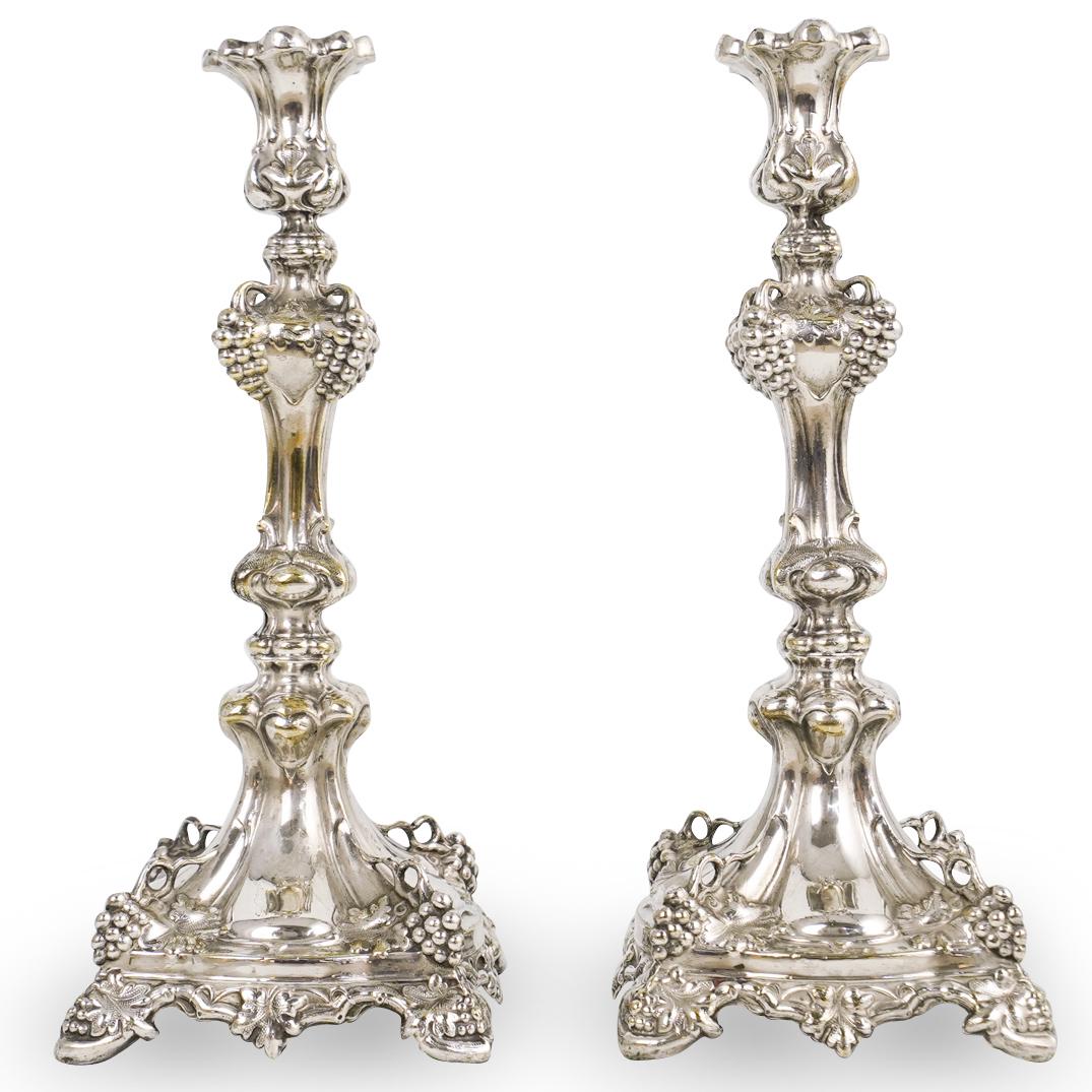 Pair Of Silver Plated Candlesticks (1 of 7)