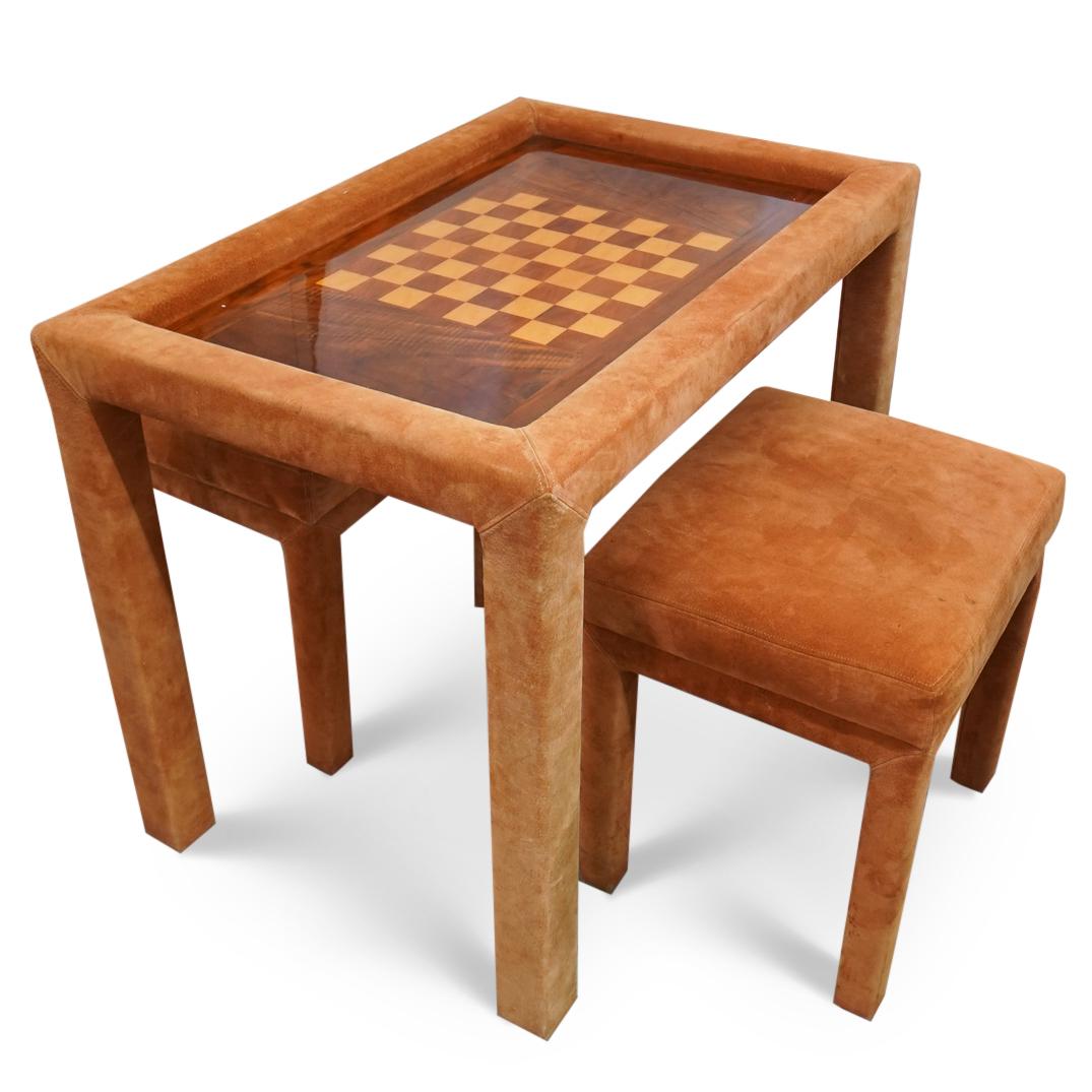 Vintage Suede Chess/Backgammon Game Table (1 of 7)