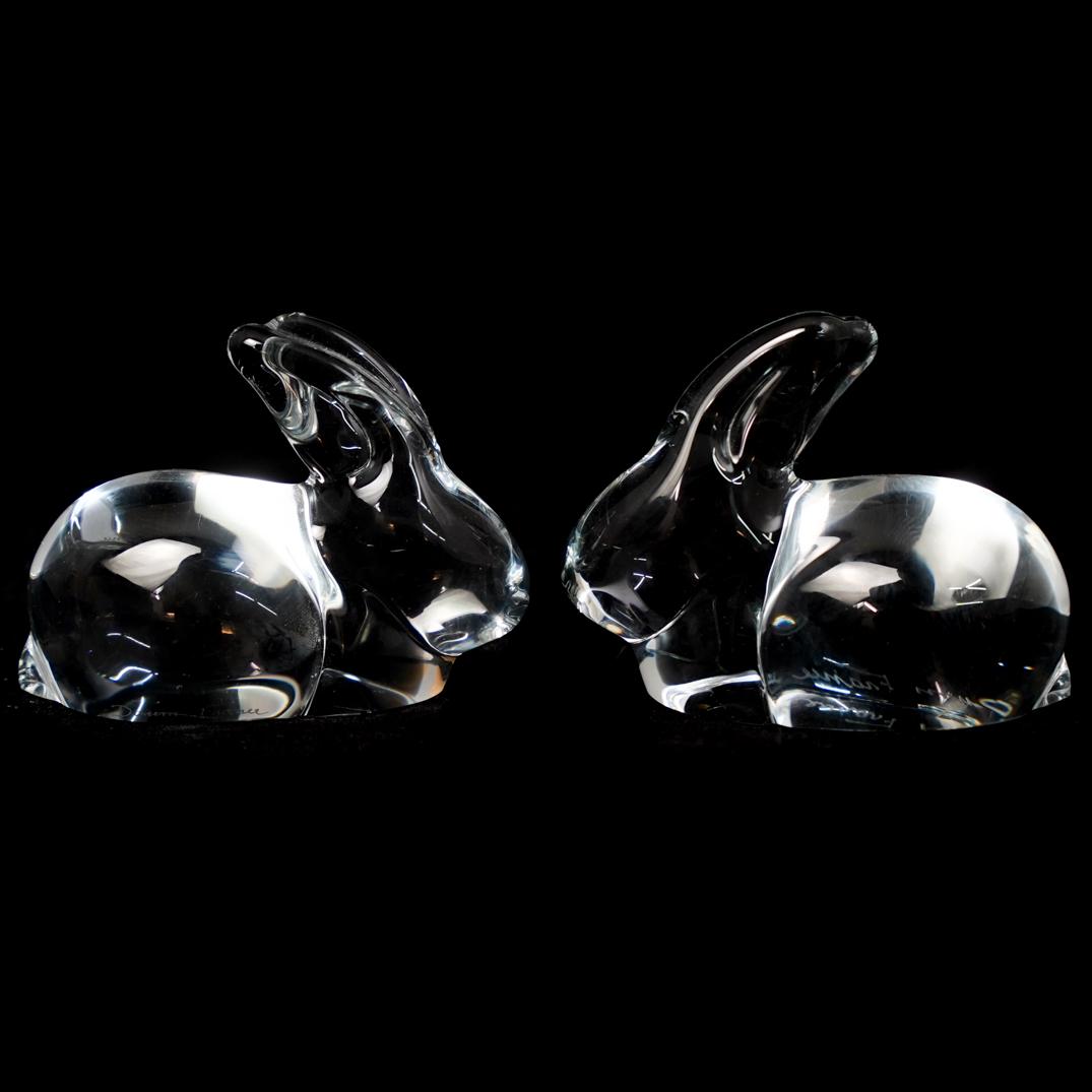 Pair Of Daum Crystal Rabbits (1 of 3)