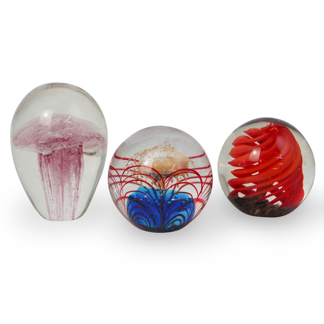 (3 Pc) Three Murano Glass Paperweights (1 of 4)