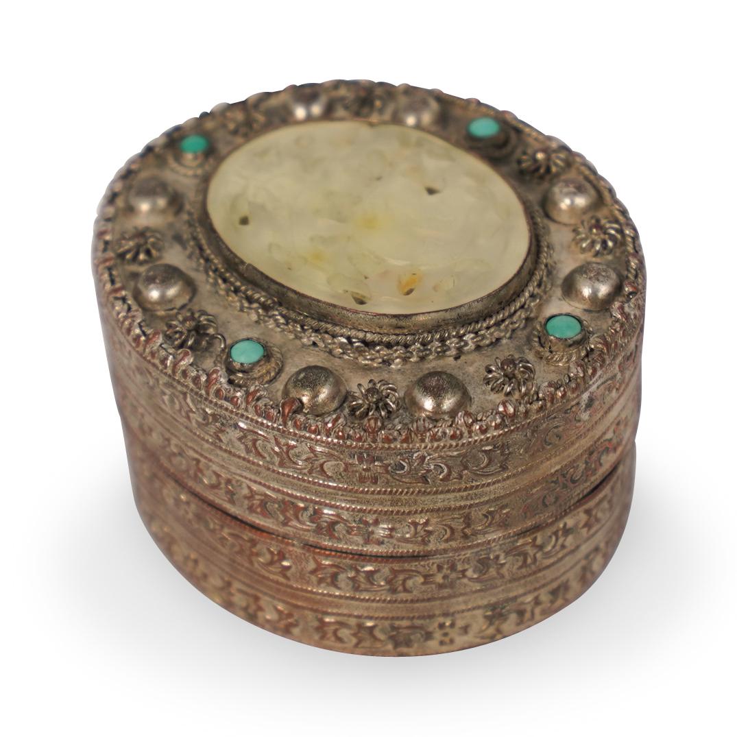 Sterling Silver Jade and Turquoise Box (1 of 4)