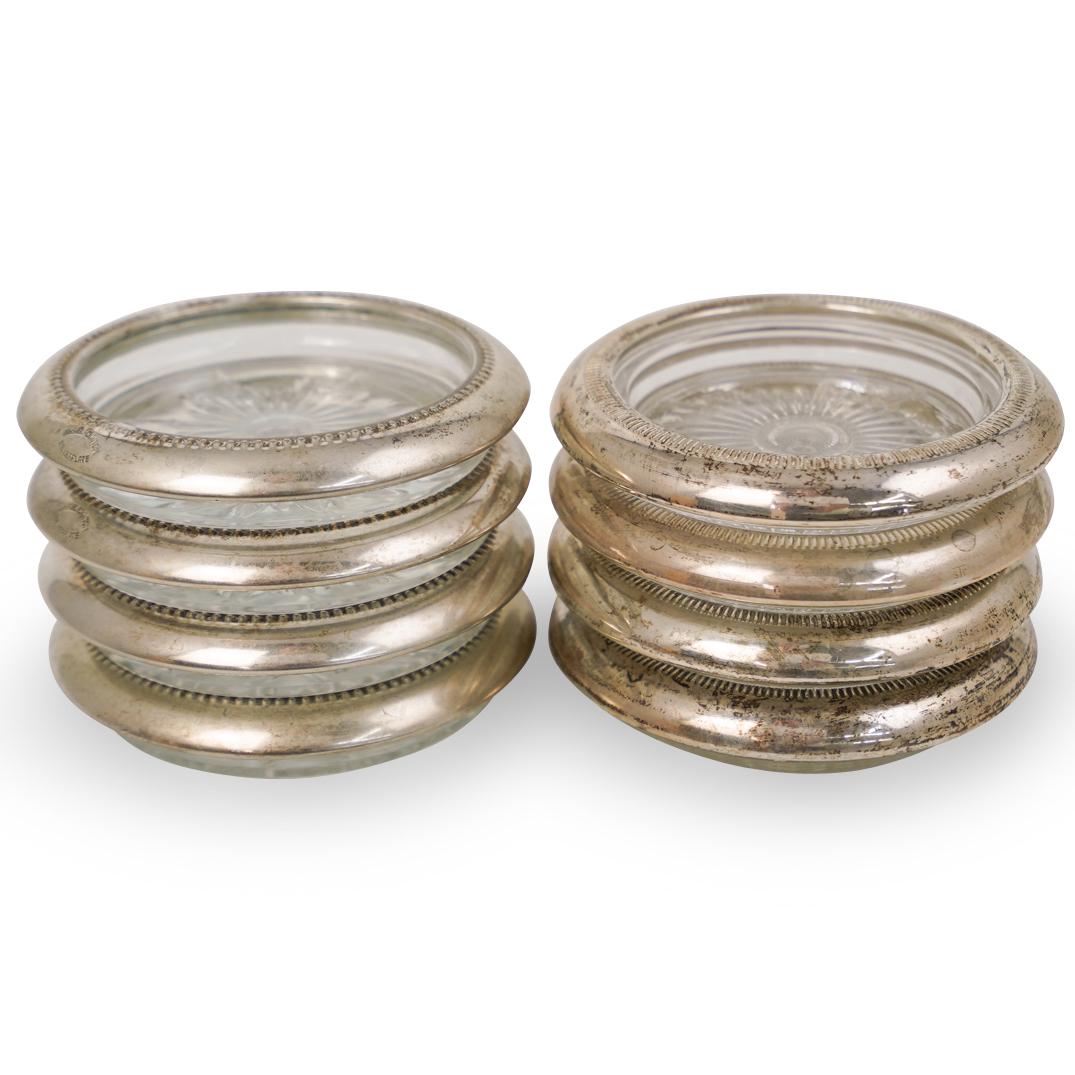 (8 Pc) Wes Blackton Plated Silver & Crystal Coasters (1 of 4)
