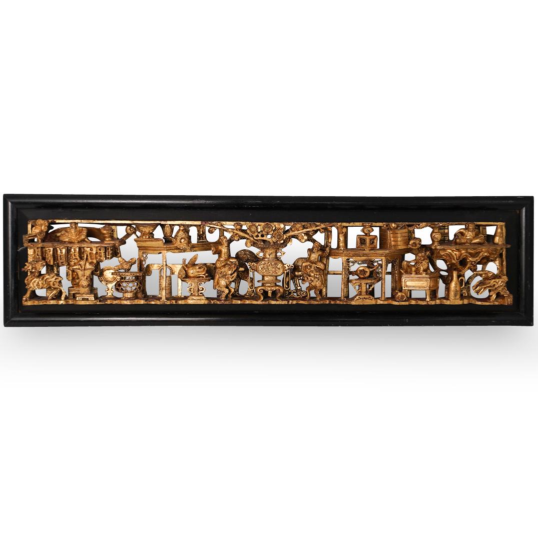 Chinese Carved Giltwood Wall Hanging Plaque (1 of 4)