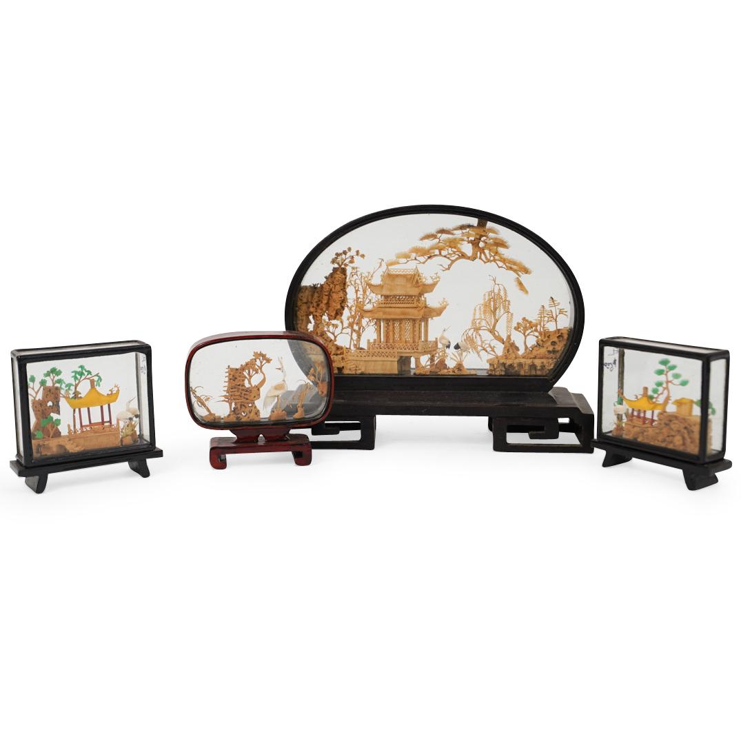 (4 Pc) Chinese Miniature Diorama Grouping (1 of 4)